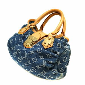 Louis Vuitton Pleaty Handbag Monogram Denim Blue LV Bag